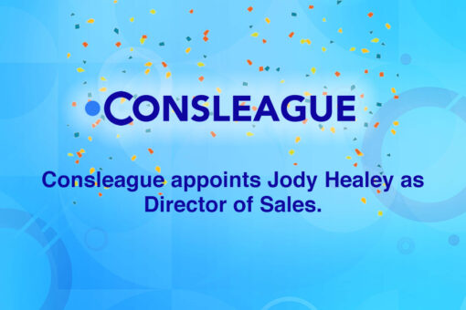 image with confetti and text saying 'Consleague appoints Jody Healey as Director of Sales'