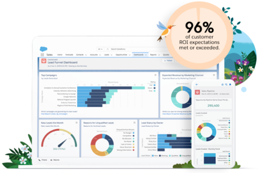 laptop with Salesforce CRM on the screen