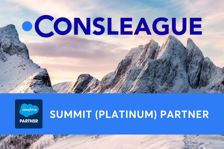 mountain summit with Consleague logo and 'summit platinum partner'