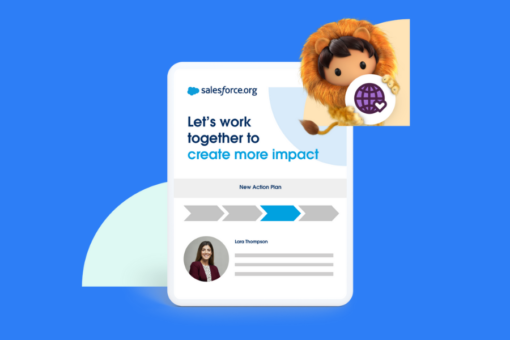 salesforce.org logo and text 'let's work together to create more impact'