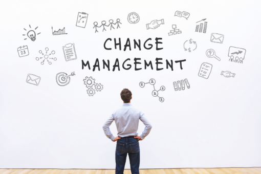 change management concept in business, drawing on white wall