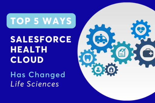 health related icons + text 'Top 5 Ways Salesforce Health Cloud has Changed Life Sciences'